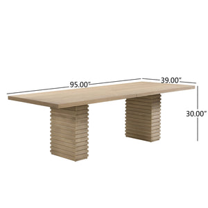 English Elm Christopher Knight Home® - 95Inches Contemporary Industrial Dining Table In Light Ash - Seats 6-10, Durable, Stylish Centerpiece N771P346933A_N771P346934A