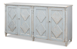 Sarreid Roanne Sideboard - Stylish Reclaimed Pine With 2 Removable Shelves In Chic Blue/Grey Finish Blue  40765