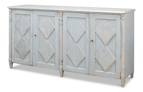 Sarreid Roanne Sideboard - Stylish Reclaimed Pine With 2 Removable Shelves In Chic Blue/Grey Finish Blue  40765