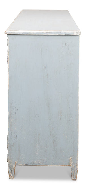 Sarreid Roanne Sideboard - Stylish Reclaimed Pine With 2 Removable Shelves In Chic Blue/Grey Finish Blue  40765