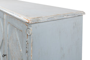 Sarreid Roanne Sideboard - Stylish Reclaimed Pine With 2 Removable Shelves In Chic Blue/Grey Finish Blue  40765