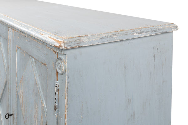 Sarreid Roanne Sideboard - Stylish Reclaimed Pine With 2 Removable Shelves In Chic Blue/Grey Finish Blue  40765