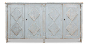 Sarreid Roanne Sideboard - Stylish Reclaimed Pine With 2 Removable Shelves In Chic Blue/Grey Finish Blue  40765