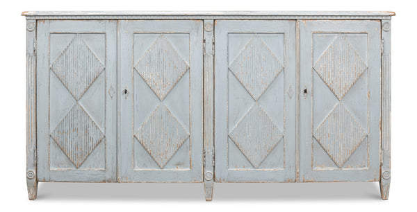 Sarreid Roanne Sideboard - Stylish Reclaimed Pine With 2 Removable Shelves In Chic Blue/Grey Finish Blue  40765