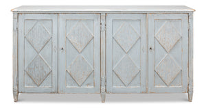 Sarreid Roanne Sideboard - Stylish Reclaimed Pine With 2 Removable Shelves In Chic Blue/Grey Finish Blue  40765