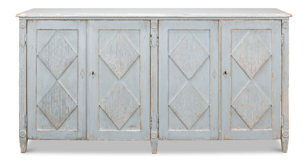 Sarreid Roanne Sideboard - Stylish Reclaimed Pine With 2 Removable Shelves In Chic Blue/Grey Finish Blue  40765