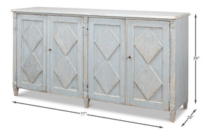 Sarreid Roanne Sideboard - Stylish Reclaimed Pine With 2 Removable Shelves In Chic Blue/Grey Finish Blue  40765