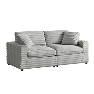 English Elm Jenny Plush 2-Piece Gray Sofa Sectional with Down-Blend Cushions, Hardwood Frame & Throw Pillows B050S00019