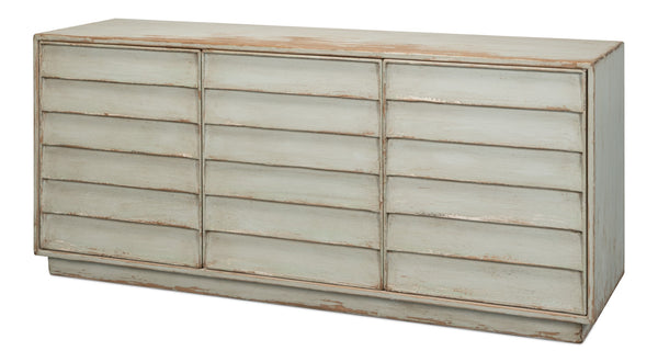 Sarreid Louvered Sideboard Sage - Stylish Reclaimed Pine With 3 Removable Shelves For Versatile Storage Green  40768-4