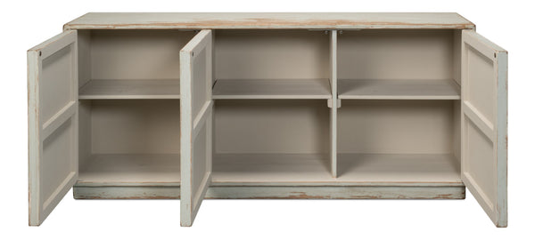 Sarreid Louvered Sideboard - Whitewashed Reclaimed Pine With 3 Removable Shelves For Stylish Storage Solutions White  40768