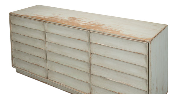 Sarreid Louvered Sideboard - Whitewashed Reclaimed Pine With 3 Removable Shelves For Stylish Storage Solutions White  40768