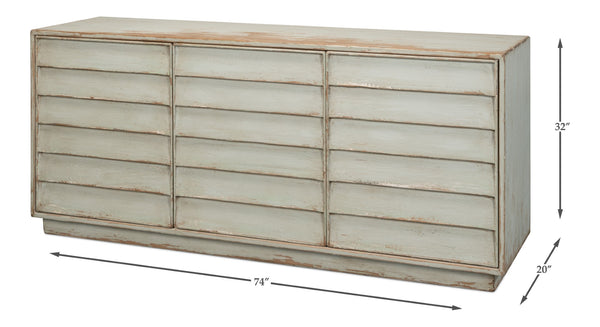 Sarreid Louvered Sideboard Sage - Stylish Reclaimed Pine With 3 Removable Shelves For Versatile Storage Green  40768-4