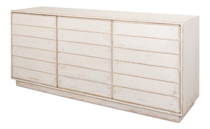 Sarreid Louvered Sideboard - Whitewashed Reclaimed Pine With 3 Removable Shelves For Stylish Storage Solutions White  40768