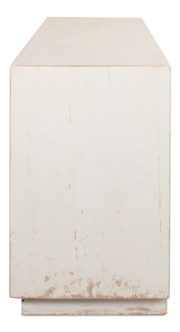 Sarreid Louvered Sideboard - Whitewashed Reclaimed Pine With 3 Removable Shelves For Stylish Storage Solutions White  40768