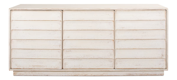 Sarreid Louvered Sideboard - Whitewashed Reclaimed Pine With 3 Removable Shelves For Stylish Storage Solutions White  40768