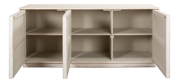 Sarreid Louvered Sideboard - Whitewashed Reclaimed Pine With 3 Removable Shelves For Stylish Storage Solutions White  40768
