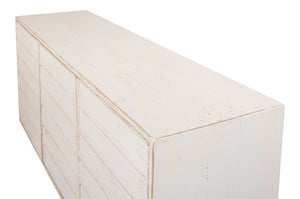 Sarreid Louvered Sideboard - Whitewashed Reclaimed Pine With 3 Removable Shelves For Stylish Storage Solutions White  40768