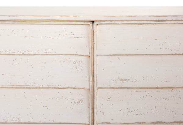 Sarreid Louvered Sideboard - Whitewashed Reclaimed Pine With 3 Removable Shelves For Stylish Storage Solutions White  40768