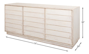 Sarreid Louvered Sideboard - Whitewashed Reclaimed Pine With 3 Removable Shelves For Stylish Storage Solutions White  40768