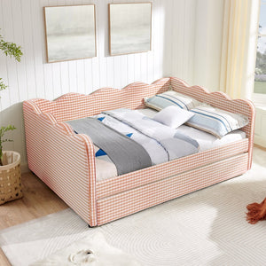 English Elm Spare Plaid Upholstered Convertible Daybed with Usb Port for Kids or Guest Rooms W1413P384961