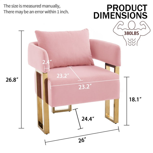 English Elm Ts Velvet Accent Chair Set of Two with Gold Metal Legs for Living Room or Office Pink W2311P414941