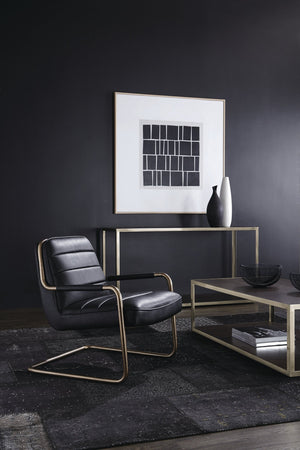 Sunpan Lincoln Lounge Chair – Retro-Inspired Design with Rustic Bronze Frame for Elegant Living Spaces Vintage Black