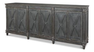Sarreid Marksman Sideboard In Concrete Grey - Stylish Storage With 3 Removable Shelves & Reclaimed Pine Grey  40771
