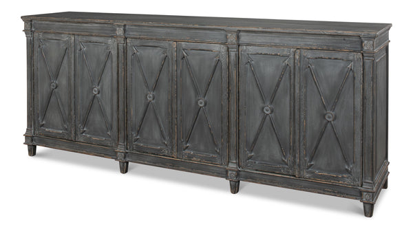 Sarreid Marksman Sideboard In Concrete Grey - Stylish Storage With 3 Removable Shelves & Reclaimed Pine Grey  40771