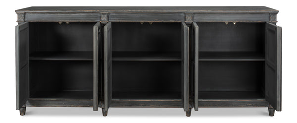 Sarreid Marksman Sideboard In Concrete Grey - Stylish Storage With 3 Removable Shelves & Reclaimed Pine Grey  40771