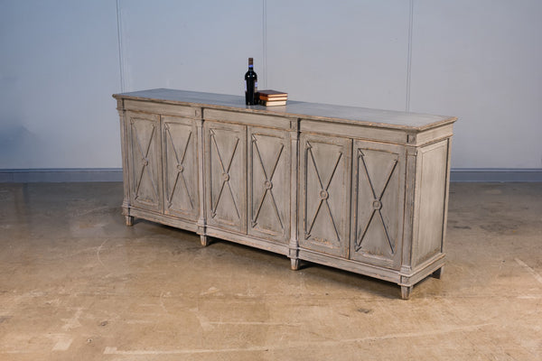 Sarreid Marksman Sideboard In Concrete Grey - Stylish Storage With 3 Removable Shelves & Reclaimed Pine Grey  40771