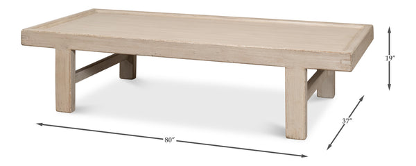 Sarreid Large Wood Panel Coffee Table In Elegant French Grey - Reclaimed Pine Design For Timeless Style Grey  40774