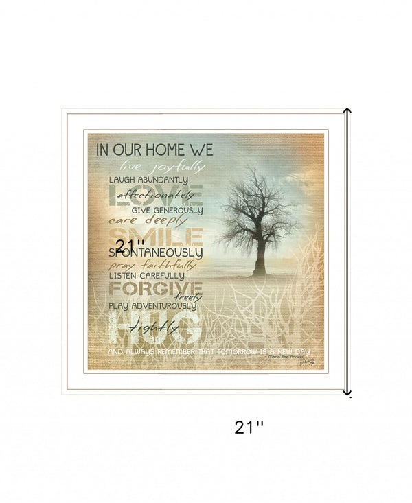 Homeroots In Our Home 3 White Framed Print Wall Art White Wood Print 407768