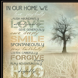 Homeroots In Our Home 5 Black Framed Print Wall Art Black And Gold Wood Print 407770