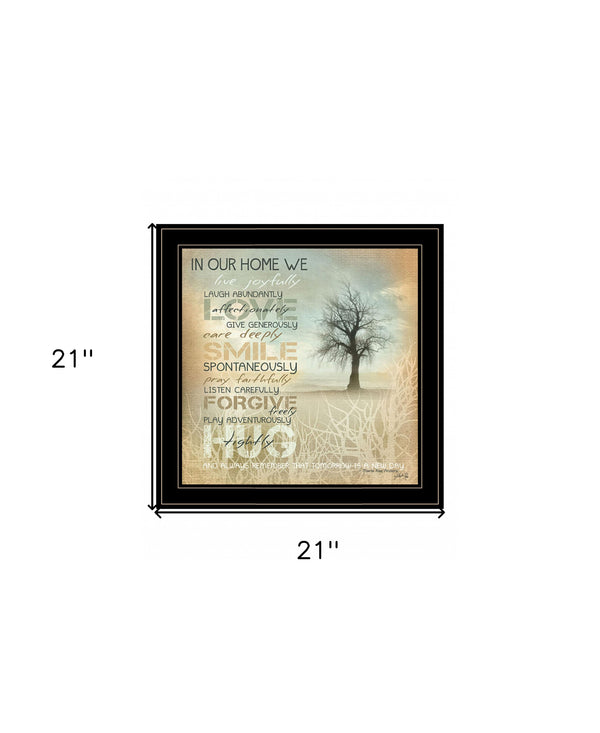 Homeroots In Our Home 5 Black Framed Print Wall Art Black And Gold Wood Print 407770