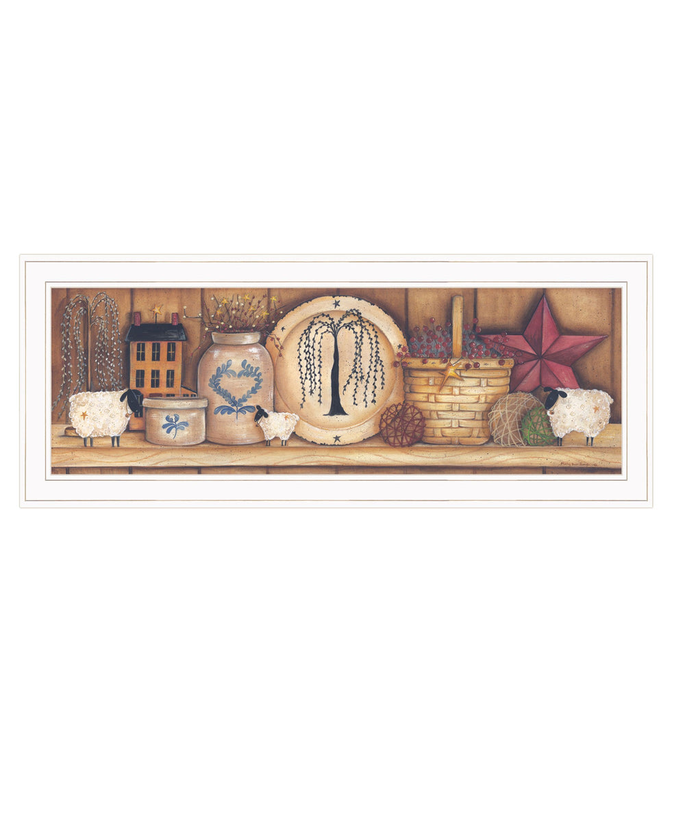 Homeroots Shelf Gathering 1 White Framed Print Wall Art  Wood Print 407792