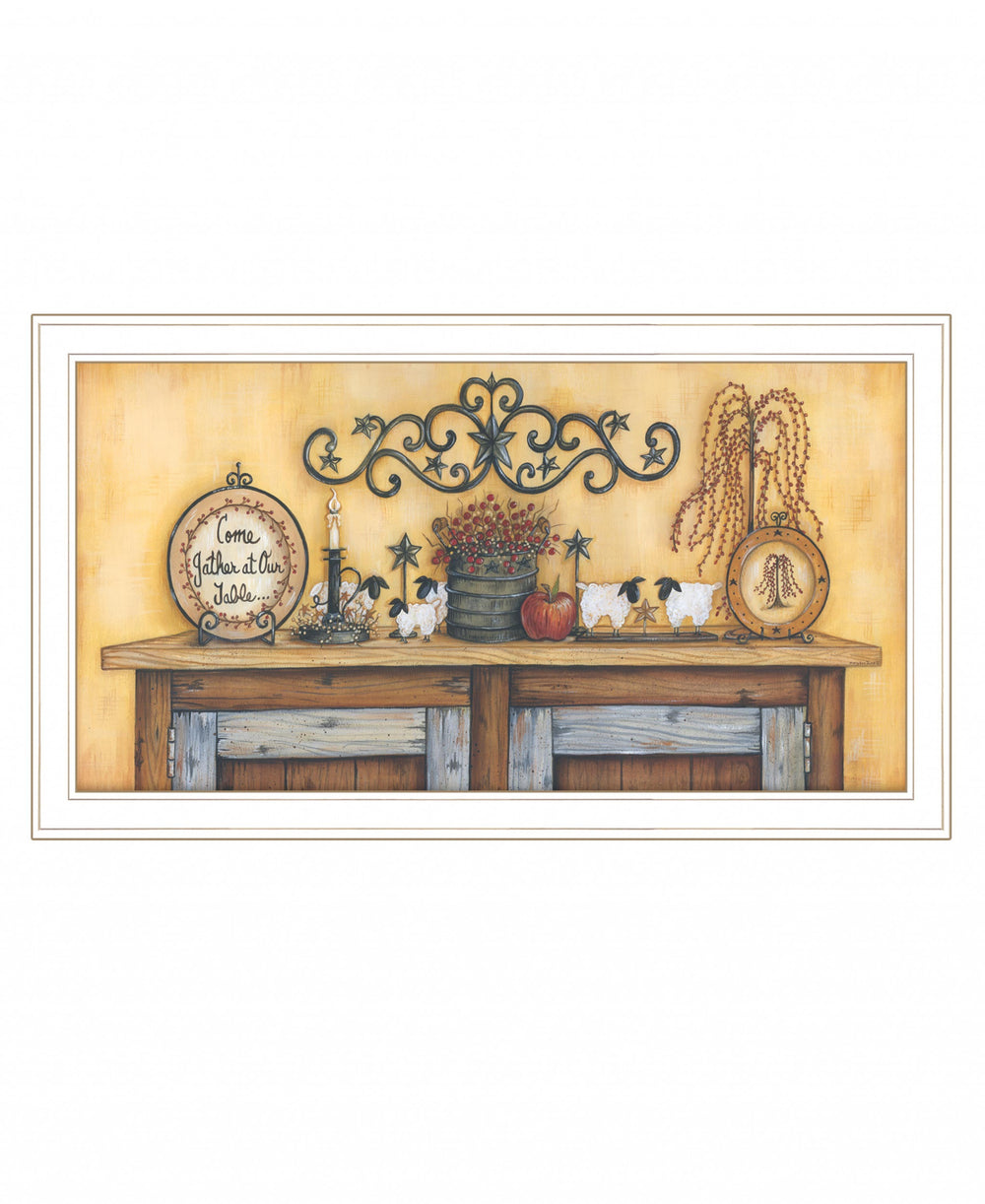 Homeroots Come Gather At Our Table 3 White Framed Print Wall Art White Wood Print 407800
