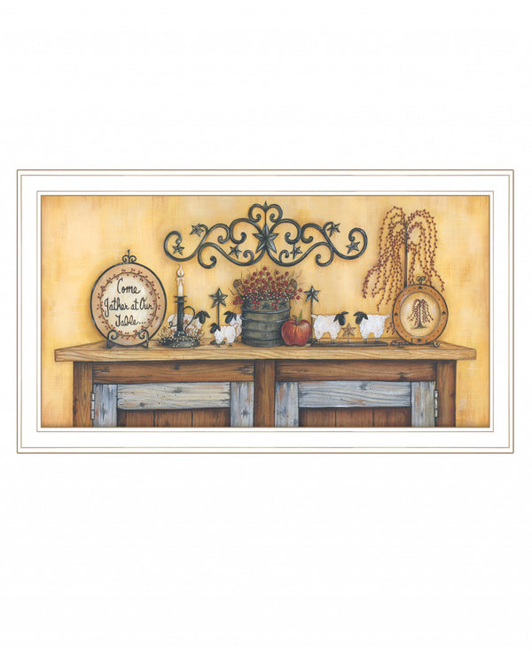 Homeroots Come Gather At Our Table 3 White Framed Print Wall Art White Wood Print 407800