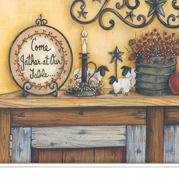 Homeroots Come Gather At Our Table 3 White Framed Print Wall Art White Wood Print 407800
