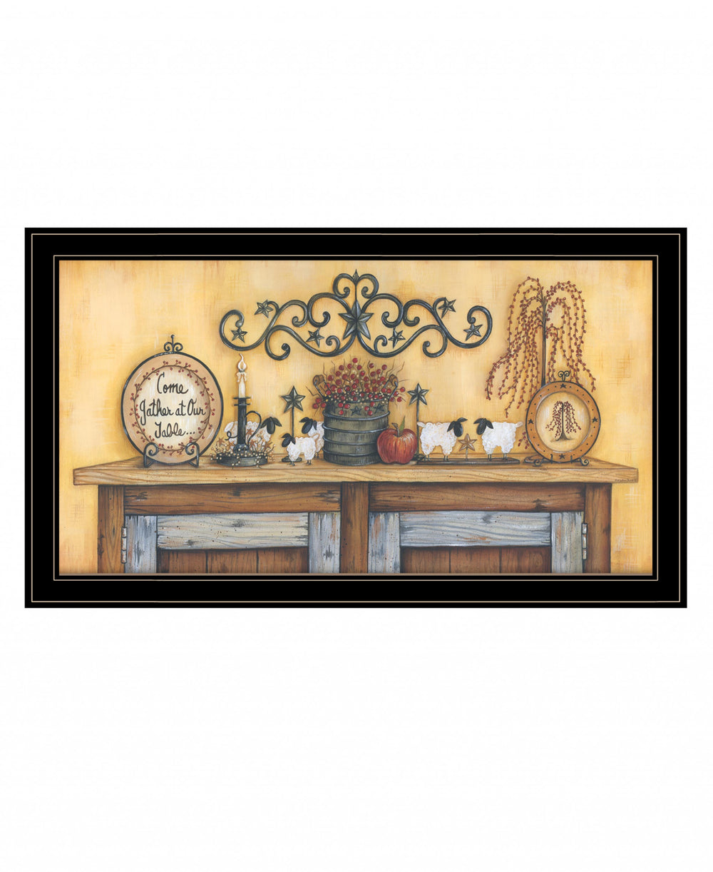 Homeroots Come Gather At Our Table 1 Black Framed Print Wall Art  Wood Print 407802