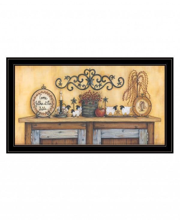 Homeroots Come Gather At Our Table 1 Black Framed Print Wall Art  Wood Print 407802