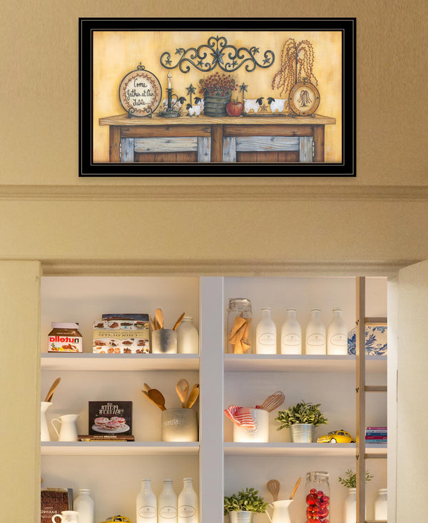 Homeroots Come Gather At Our Table 1 Black Framed Print Wall Art  Wood Print 407802