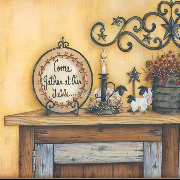 Homeroots Come Gather At Our Table 1 Black Framed Print Wall Art  Wood Print 407802