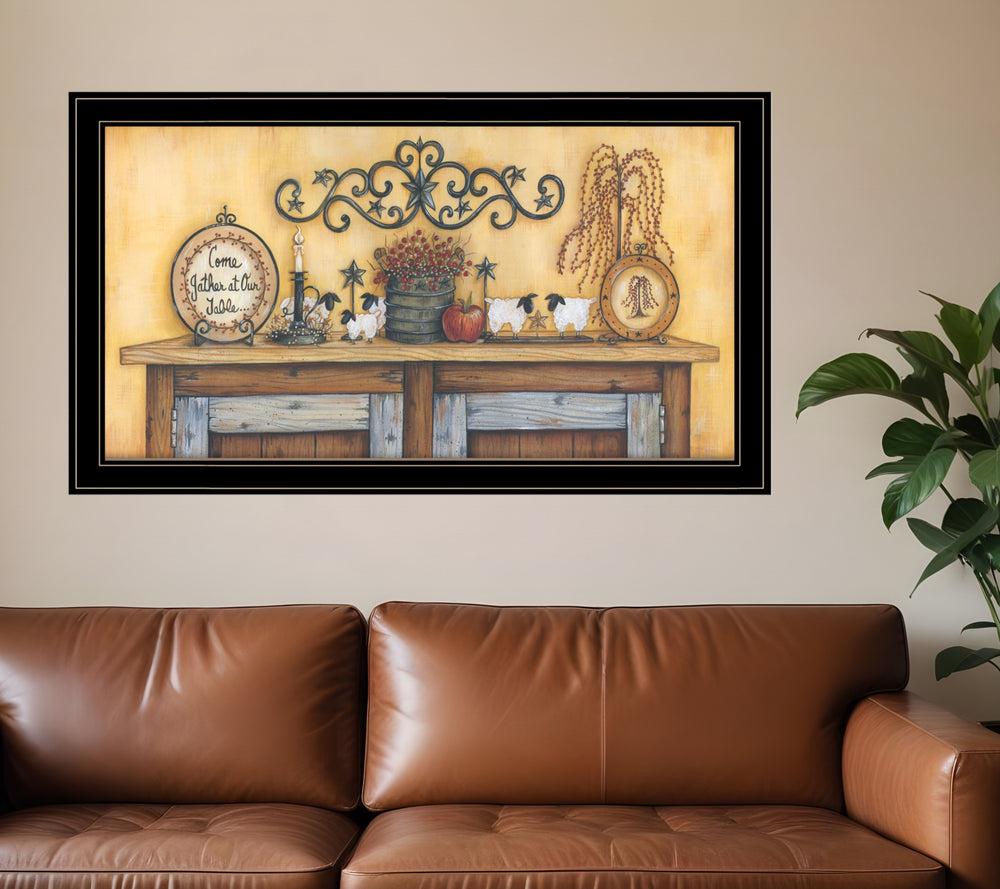 Homeroots Come Gather At Our Table 1 Black Framed Print Wall Art  Wood Print 407802