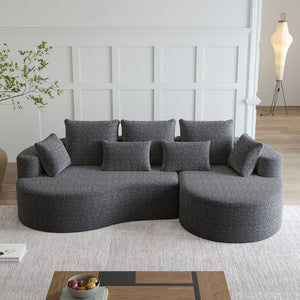 English Elm Modern Chenille Cloud Sectional with Deep Seating Curved Silhouette and Seven Accent Pillows W834S00487