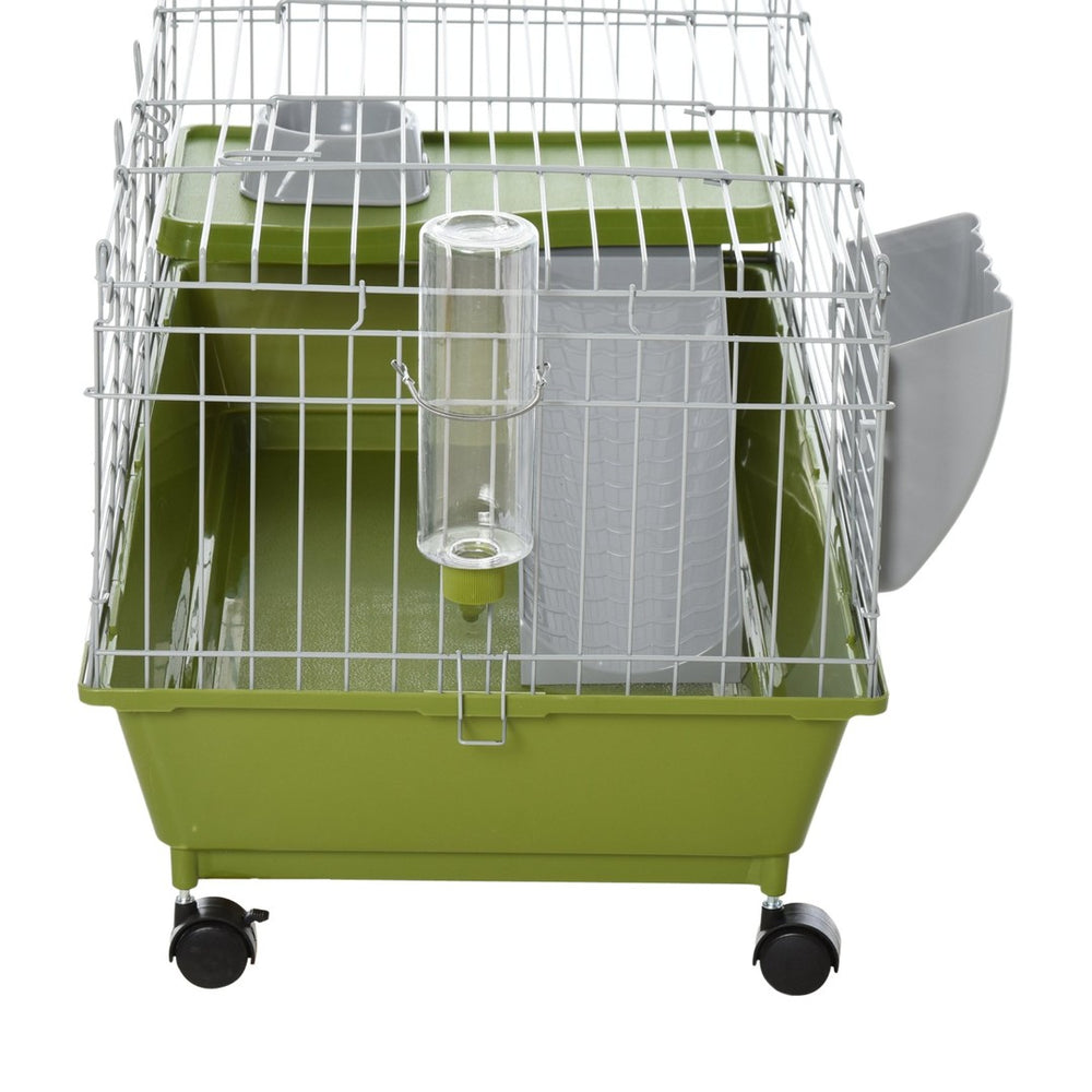 English Elm Spacious Rolling Small Pet Cage with Deep Tray Hay Feeder and Dual Access Doors T3971P435793
