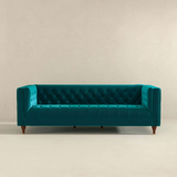 English Elm Ashcroft Furniture - Evelyn Mid Century Modern Teal Velvet Luxury Chesterfield Sofa