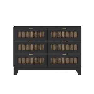 English Elm 4-pieces Farmhouse Queen Bedroom Set with Platform Bed Dresser and Storage Nightstands Black N733S333812B