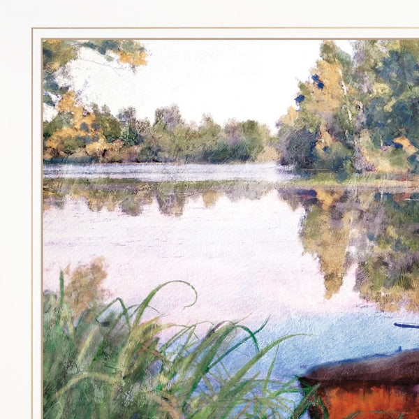 Homeroots Set Of Two Serene Water 1 White Framed Print Wall Art  Wood Print 407900