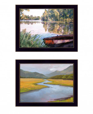 HomeRoots Set of Two Serene Water Framed Prints for Contemporary Farmhouse Wall Art – Rustic Charm & Style Black 18 x 29 407902
