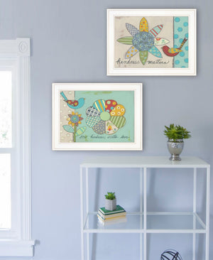 HomeRoots Set of Two Kindness White Framed Prints - Rustic Modern Wall Art to Elevate Your Home Décor 407909